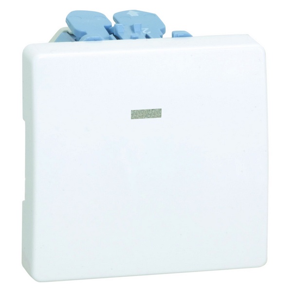 Выключатель одноклавишный проходной Simon 27 с 3-х мест с подсветкой 10А 250В широкий модуль, белый