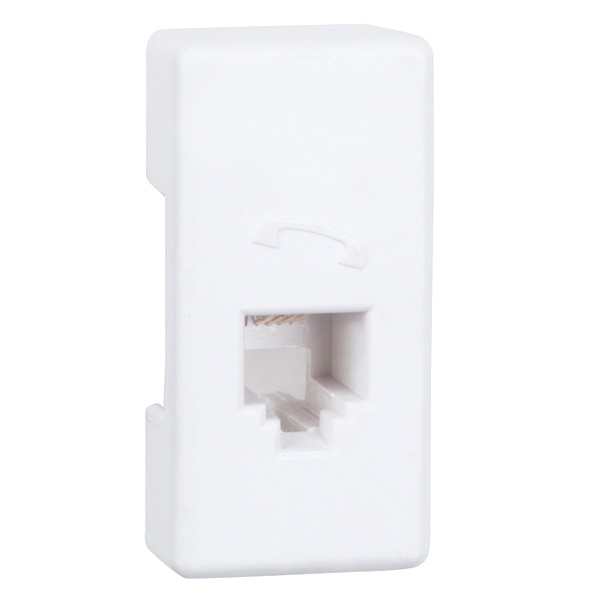 Розетка телефонная Simon 27 RJ-11 4 контакта узкий модуль, белый