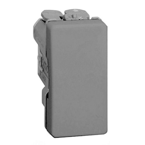 Выключатель одноклавишный проходной Simon 27 10А 250В узкий модуль, серый