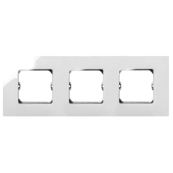 Рамка базовая Simon 27 Play 3 поста 85х233мм (+суппорт), белый