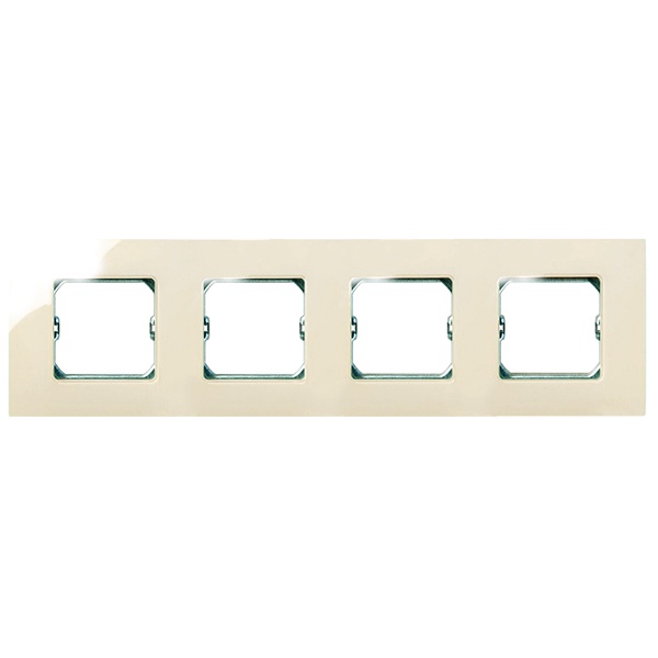 Рамка базовая Simon 27 Play 4 поста 85х304мм (+суппорт), слоновая кость (бежевый)