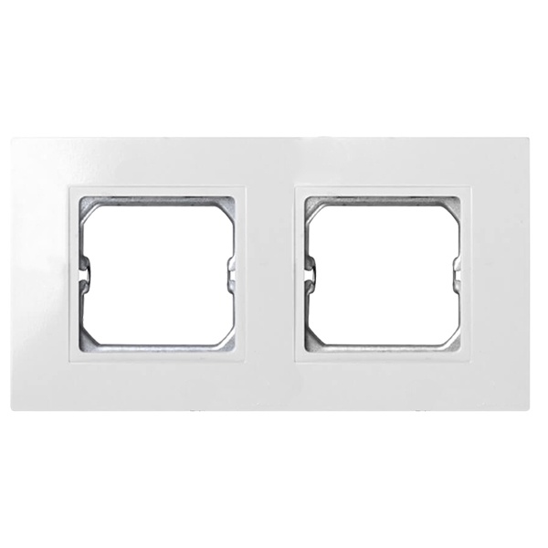 Рамка базовая Simon 27 Play с вырезом под декоративные вставки 2 поста 85х162мм (+суппорт), белый