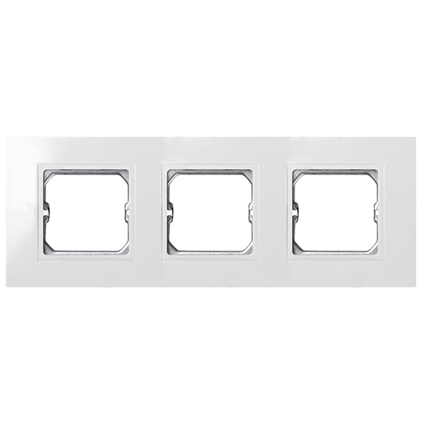 Рамка базовая Simon 27 Play с вырезом под декоративные вставки 3 поста 85х233мм (+суппорт), белый
