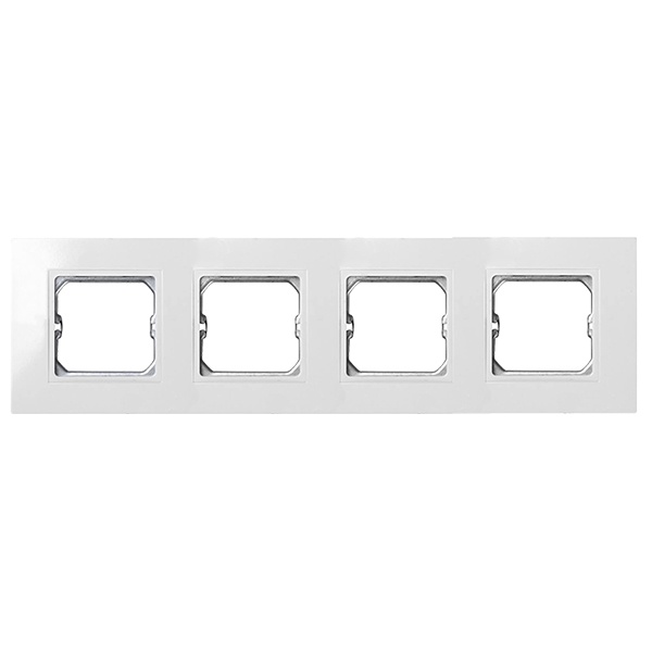 Рамка базовая Simon 27 Play с вырезом под декоративные вставки 4 поста 85х304мм (+суппорт), белый