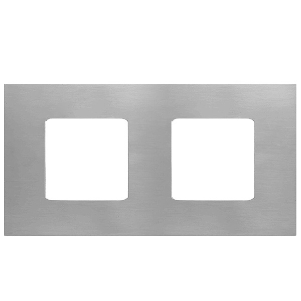 Накладка декоративная на рамку базовую Simon 27 2 поста Play Metal, нержавеющая сталь