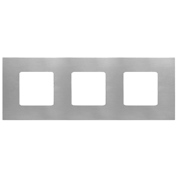 Накладка декоративная на рамку базовую Simon 27 3 поста Play Metal, нержавеющая сталь