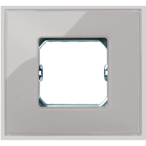 Рамка Simon 27 Neos 1 пост (+суппорт), глянец дымчатое стекло