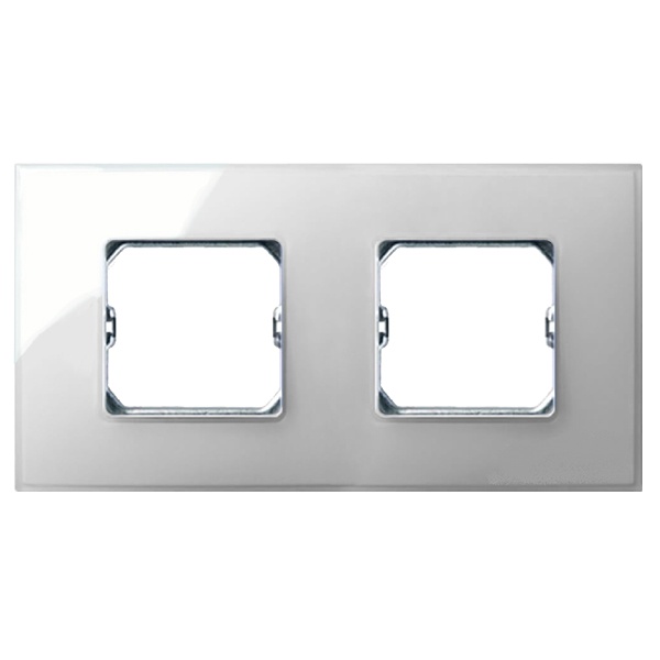 Рамка Simon 27 Neos 2 поста (+суппорт), глянец дымчатое стекло