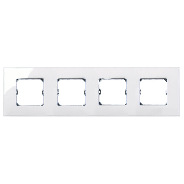 Рамка Simon 27 Neos 4 поста (+суппорт), глянец белый