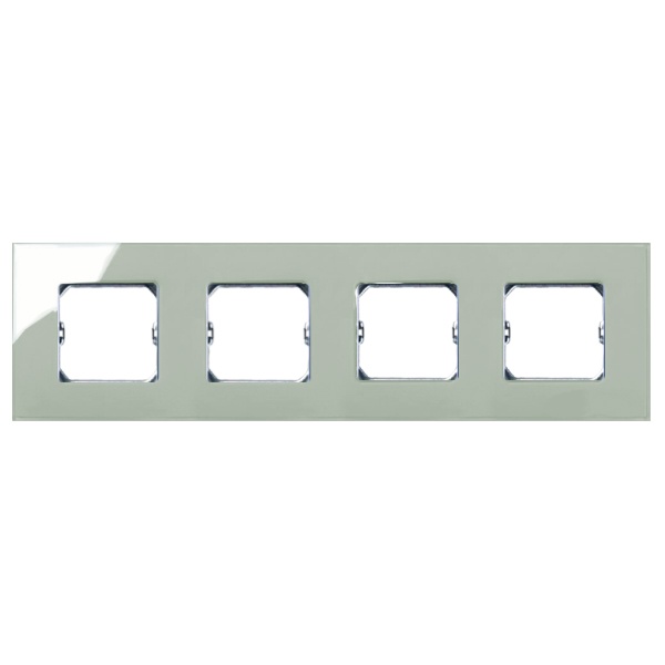 Рамка Simon 27 Neos 4 поста (+суппорт), глянец, слоновая кость (бежевый)