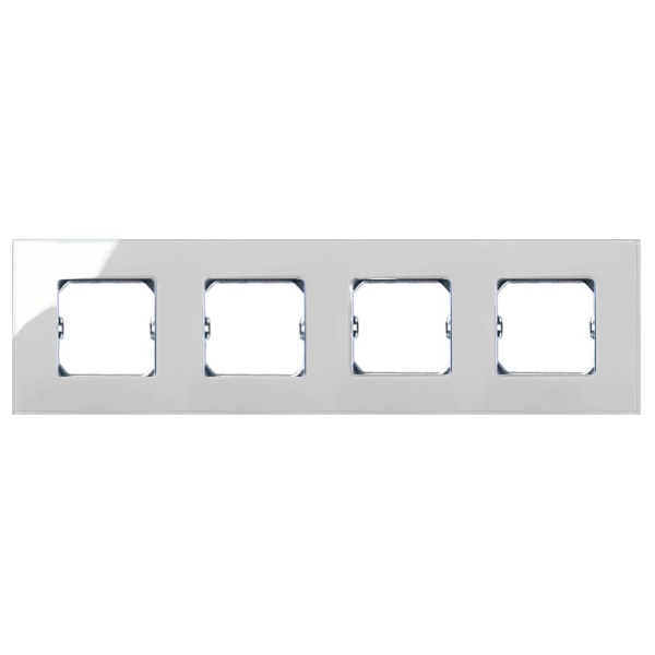 Рамка Simon 27 Neos 4 поста (+суппорт), глянец дымчатое стекло
