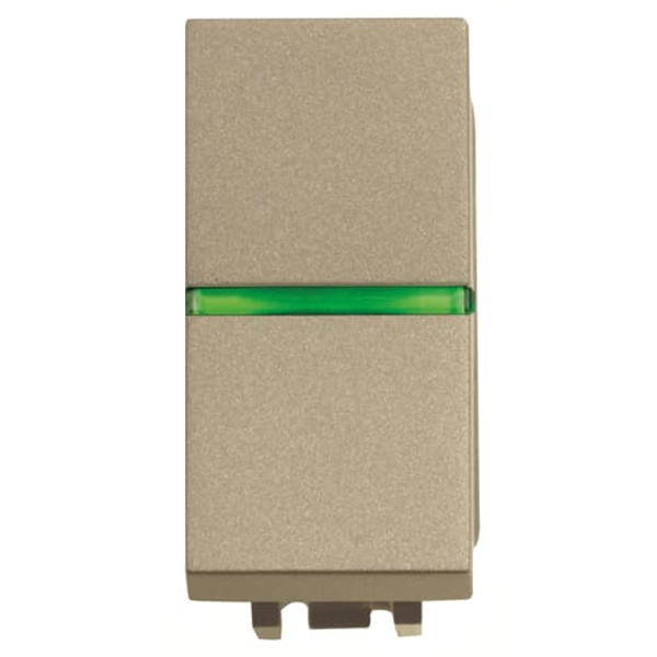 Одноклавишная кнопка с НО и подсветкой 1 модуль ABB Zenit, шампань (N2104.5 CV)