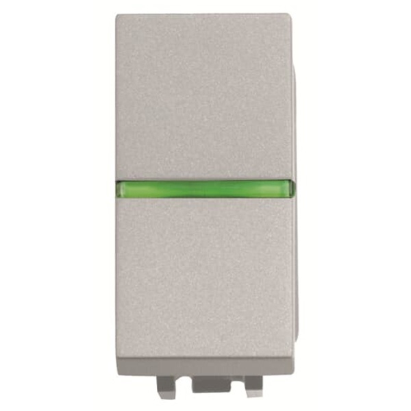 Одноклавишная кнопка с НО и подсветкой 1 модуль ABB Zenit, серебристый (N2104.5 PL)