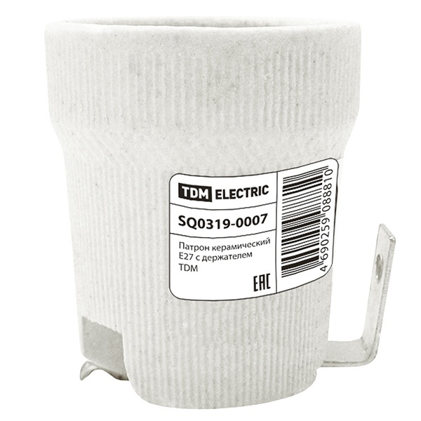 Патрон TDM керамический E27 с держателем
