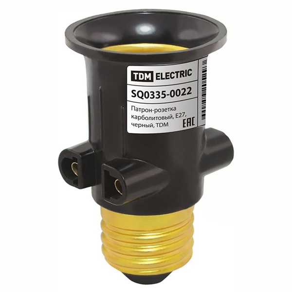 Патрон-розетка TDM карболитовый, Е27, черный,