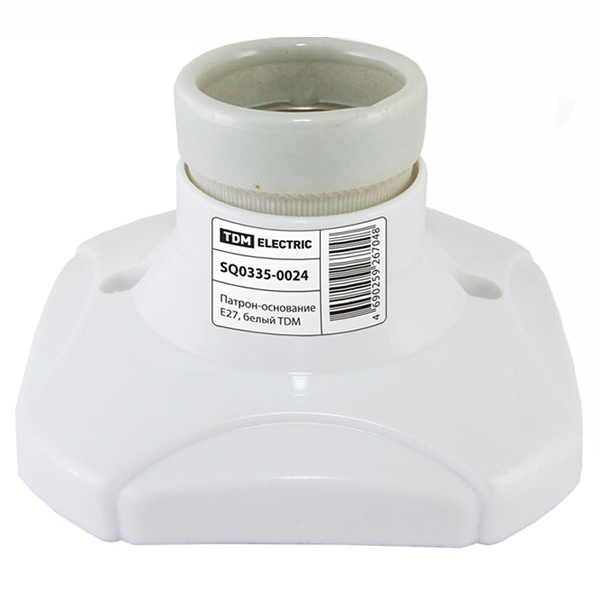Патрон-основание TDM, керамический E27, белый, накладной