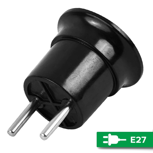Патрон-переходник TDM с вилки на Е27 карболитовый, черный