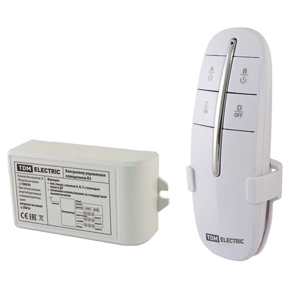 Комплект для беспроводного радиоуправления освещением TDM ПУ2-МK-3 (3 канала) Уютный дом 3х1000Вт