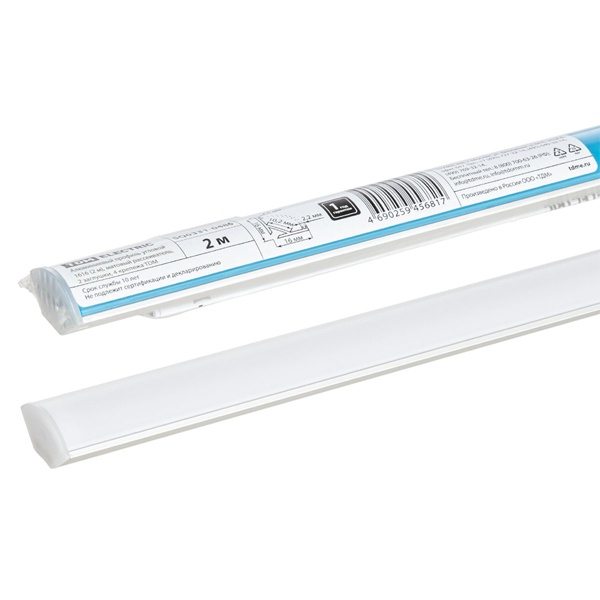 Профиль для светодиодной ленты TDM 1616 2м комплект, угловой, матовый рассеиватель L2000x16x16mm