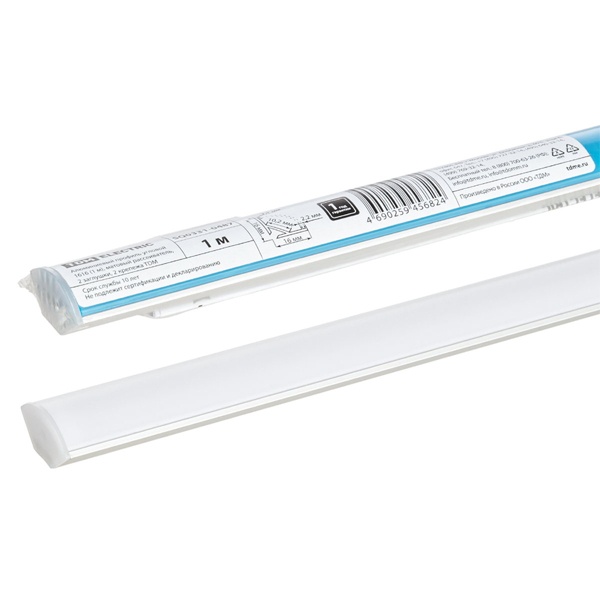 Профиль для светодиодной ленты TDM 1616 1м комплект, угловой, матовый рассеиватель L1000x16x16mm