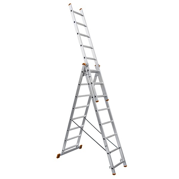 Лестница алюминиевая Народная ЛА3х10, 3х секционная х 10 ступеней, h6270 мм