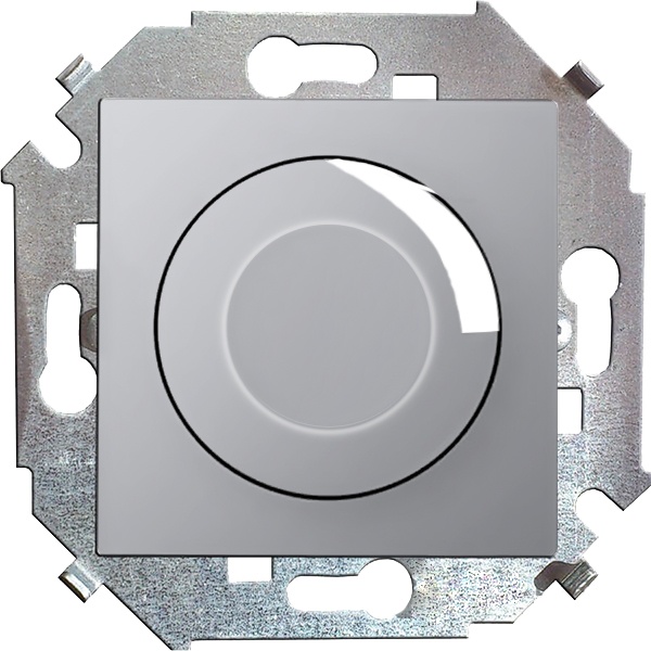 Диммер поворотно-нажимной Simon 15 500Вт 230В винтовой зажим, алюминий