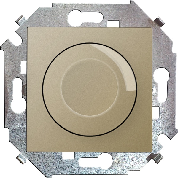 Диммер поворотно-нажимной Simon 15 500Вт 230В винтовой зажим, шампань