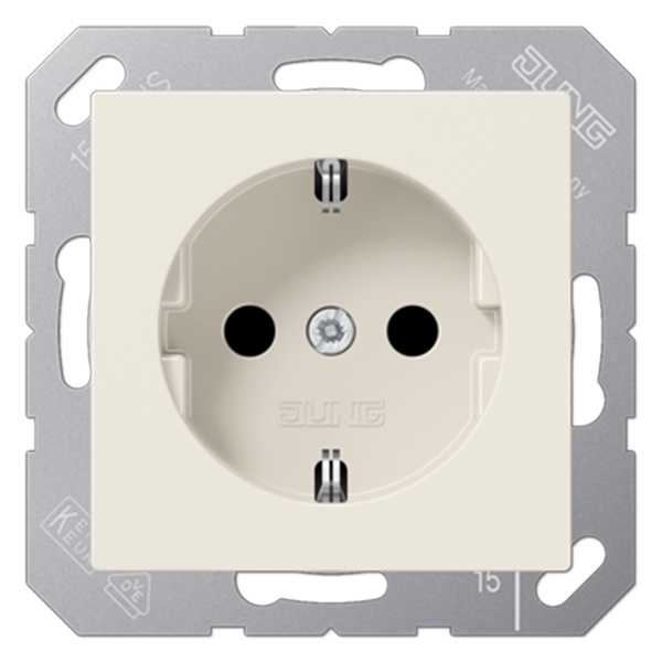 Розетка с заземлением Jung A с винтовыми зажимами+AS Слоновая кость (бежевый)