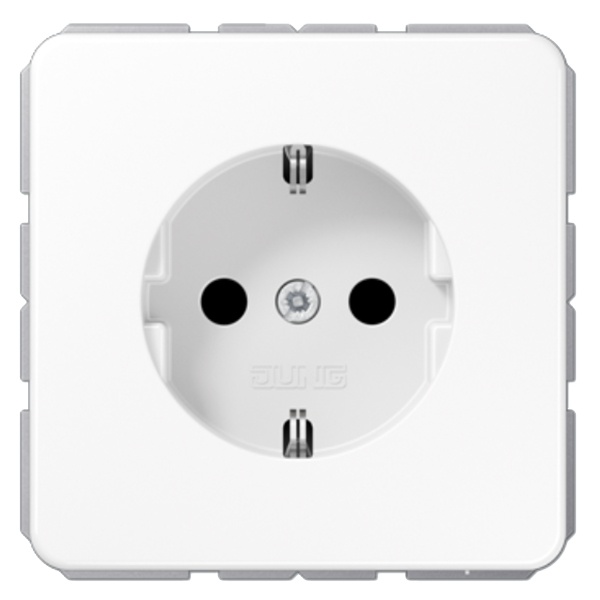 Розетка с заземлением Jung CD с защитными шторками автозажим Белый