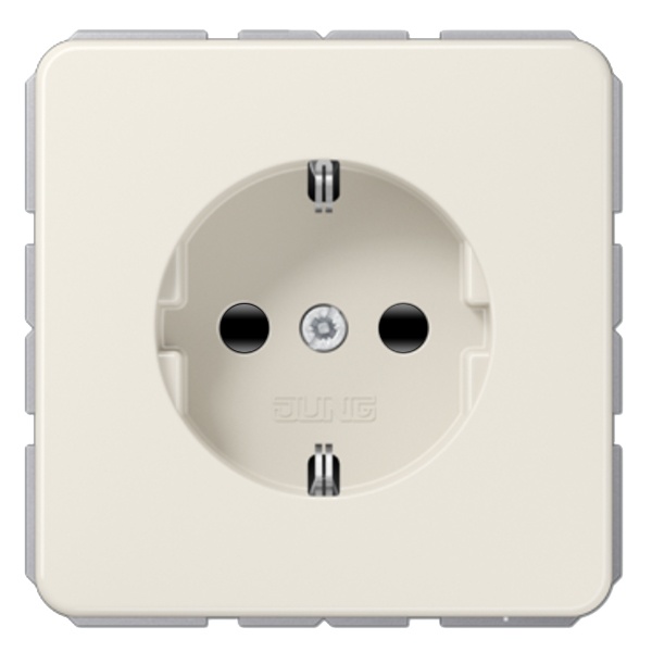 Розетка с заземлением Jung CD с защитными шторками винтовой зажим Слоновая кость (бежевый)