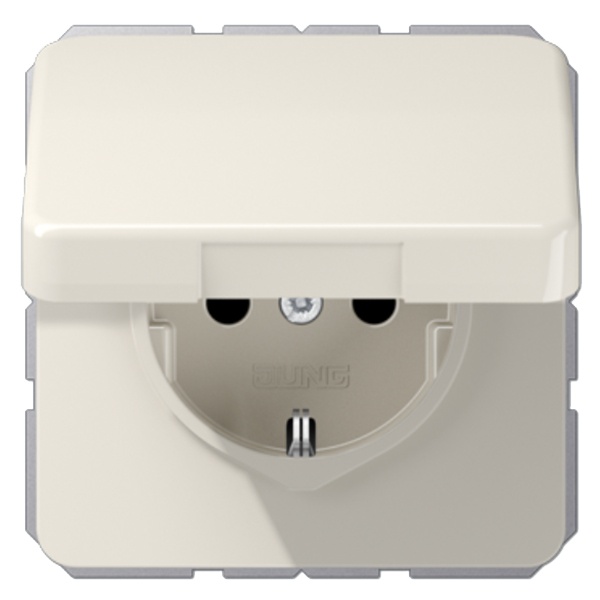 Розетка с заземлением Jung CD с крышкой автозажим Слоновая кость (бежевый)