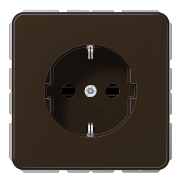 Розетка с заземлением Jung CD с защитными шторками винтовой зажим Коричневый