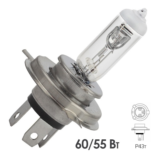Автолампа ЭРА H4 12V 60/55W P43t BL (лампа головного света) 773502
