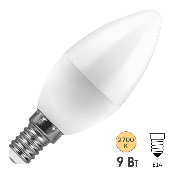 Лампа светодиодная свеча Feron LB-570 9W 2700K 220V E14 теплый свет