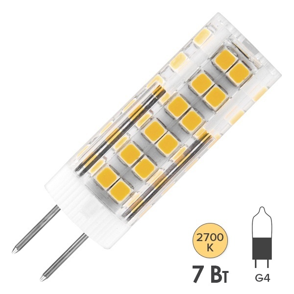 Лампа светодиодная Feron LB-433 7W 2700K 220V G4 теплый свет