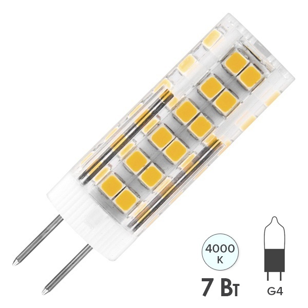 Лампа светодиодная Feron LB-433 7W 4000K 220V G4 холодный свет