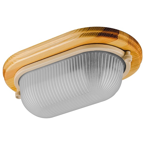 Светильник для бани термостойкий 130° на деревянной основе Клен, IP54 E27 овал НБО 04-60-011