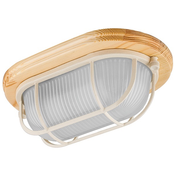 Светильник для бани термостойкий 130° на деревянной основе Клен, IP54 E27 овал решетка НБО 04-60-012