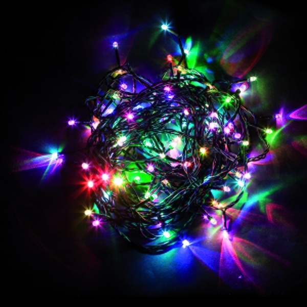 Гирлянда линейная Feron CL05 100LED мульти RGB 10м +1.5м (с контроллером) зеленый шнур 230V IP20