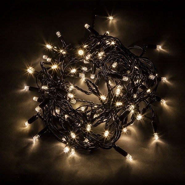 Гирлянда линейная Feron CL33 100LED 2700K 10м +1.5м черный шнур, без мерцания 230V IP65