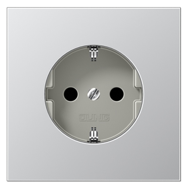 Розетка с заземлением Jung LS с защитными шторками автозажим Алюминий