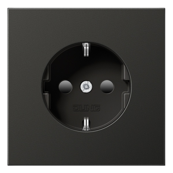 Розетка с заземлением Jung LS с защитными шторками винтовой зажим Антрацит