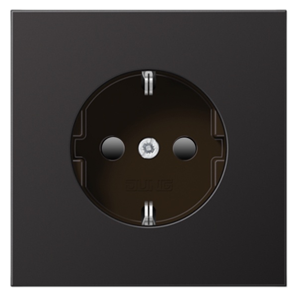 Розетка с заземлением Jung LS с защитными шторками винтовой зажим Латунь Dark