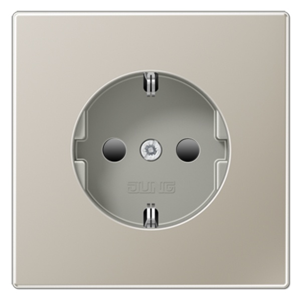Розетка с заземлением Jung LS с защитными шторками винтовой зажим Нержавеющая сталь