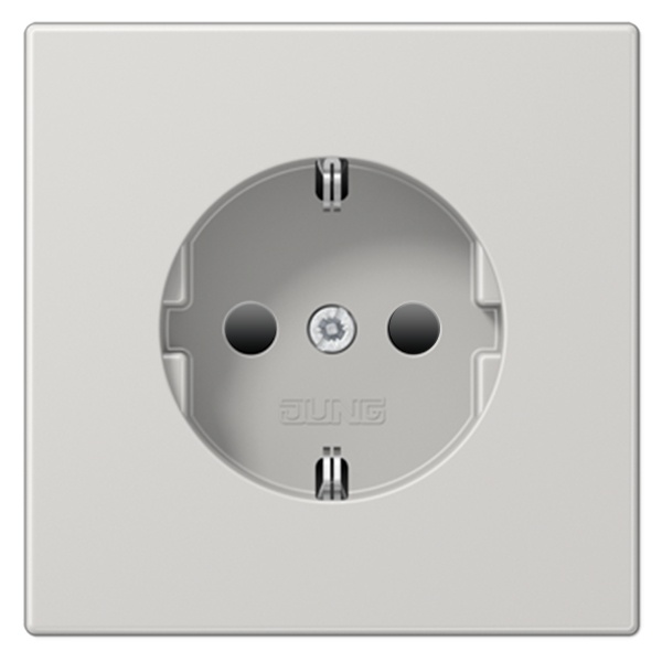 Розетка с заземлением Jung LS с защитными шторками винтовой зажим Светло-серый
