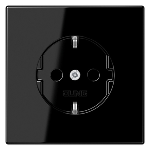 Розетка с заземлением Jung LS винтовой зажим Черный