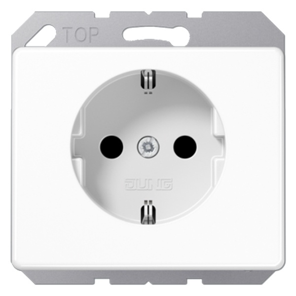 Розетка Jung SL с заземлением с защитными шторками винтовой зажим Белый