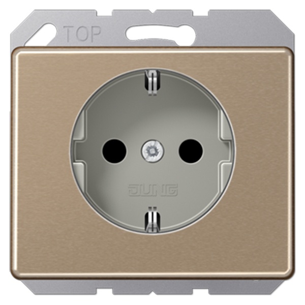 Розетка Jung SL с заземлением с защитными шторками винтовой зажим Золотая бронза