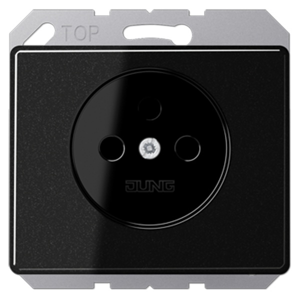 Розетка Jung SL 2Р винтовой зажим со шторками Черный