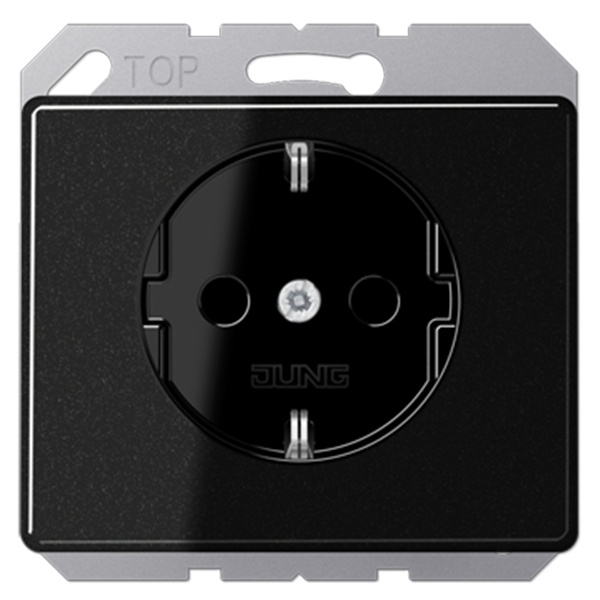 Розетка Jung SL с заземлением с защитными шторками винтовой зажим Черный